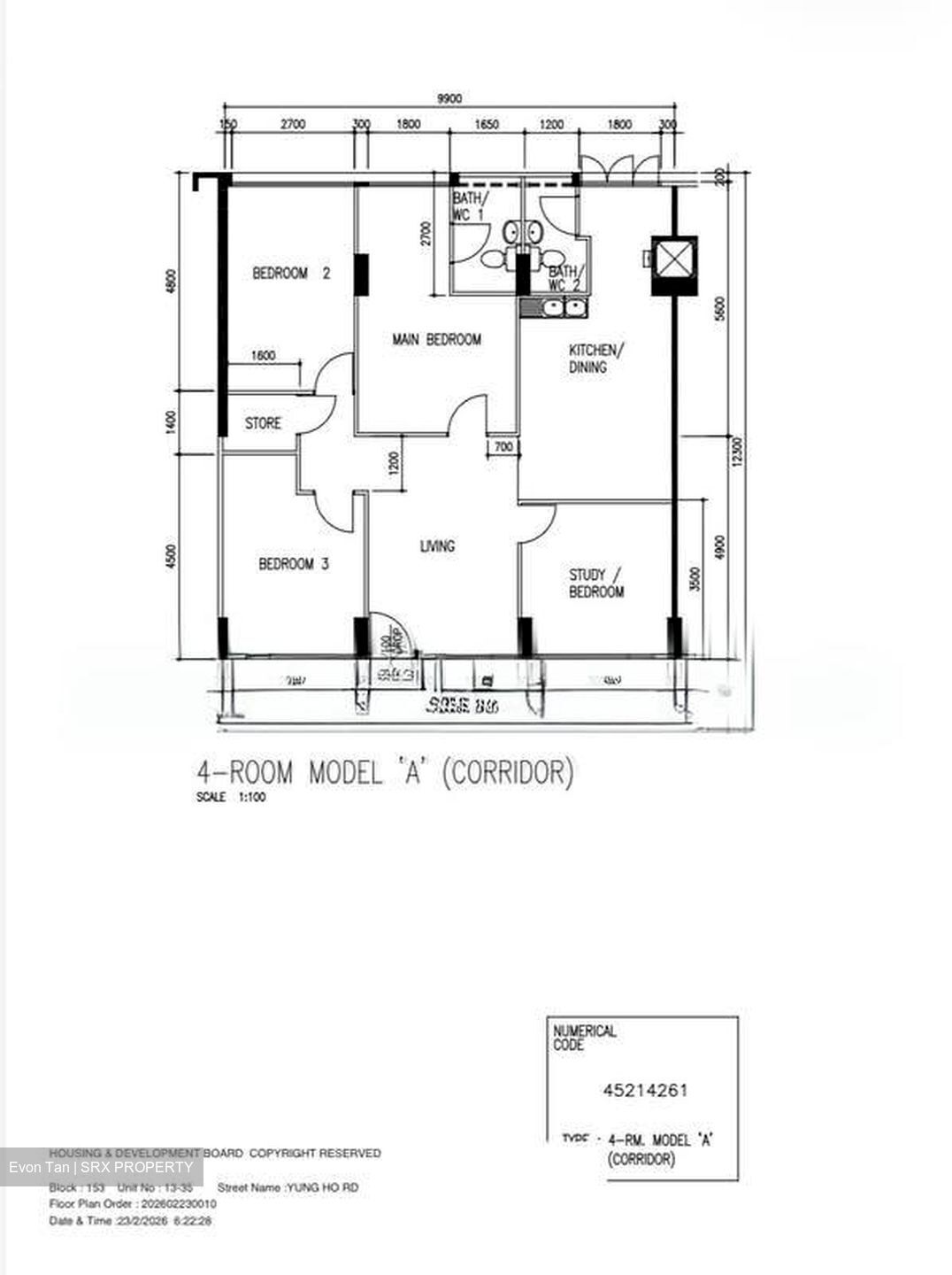 Blk 153 Yung Ho Road (Jurong West), HDB 4 Rooms #536850331